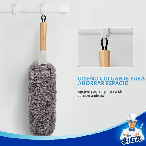 Vista 5 de Plumero de microfibra sin pelusas, lavable para limpieza doméstica MR.SIGA
