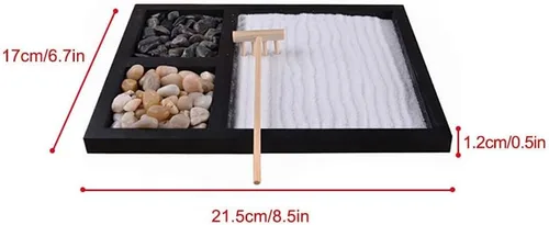 Vista 2 de TOPINCN Kit de jardín zen, meditación, yoga, mesa japonesa, mesa de roca, arena, chakras, santuario, altar, decoración zen, hogar, oficina