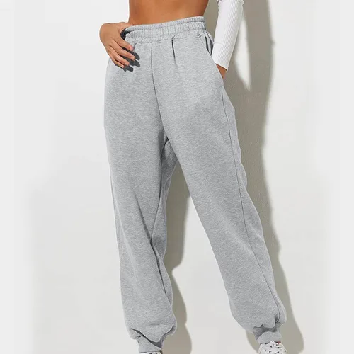 Vista 5 de Pantalones deportivos de cintura alta para mujer, cómodos pantalones de yoga de pierna ancha, cintura elástica casual con bolsillos para trotar