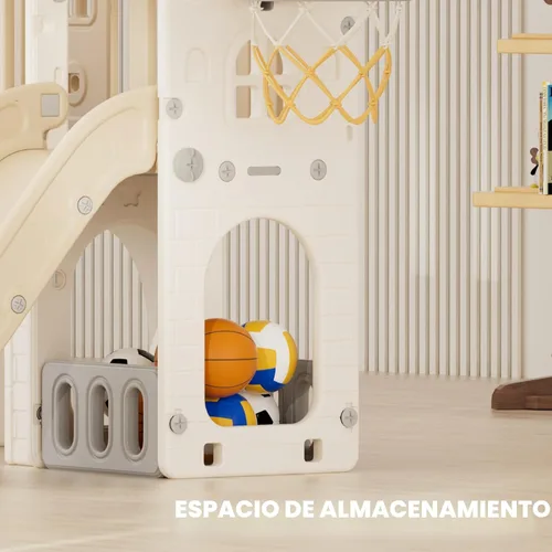 Vista 6 de YUFU Juego de tobogán 8 en 1 para niños pequeños, tobogán para niños de 1 a 3 años, juego de juego para niños pequeños con escalador, aro