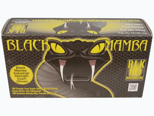 Vista 2 de Caja de 100 guantes Black Mamba de nitrilo negro, muy resistentes