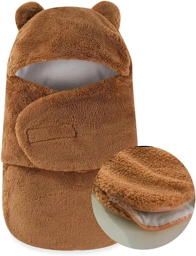 Vista 11 de AiWMGL Manta de Forro Polar para Bebé de Invierno 0-3 Meses Niños Niñas Envoltura Ajustable para Recién Nacido Suave y Cálida Saco de Dormir de Felpa