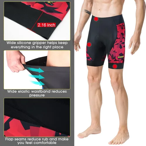 Vista 9 de Souke Sports Pantalones cortos de ciclismo acolchados para hombre, cómodos pantalones de ciclismo de carretera