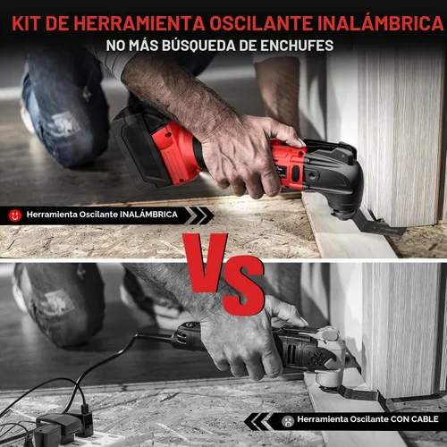 Vista 3 de Cerycose Herramienta oscilante inalámbrica compatible con batería Milwaukee de 18 V, 21000 OPM Max sin escobillas con mango auxiliar, Rojo