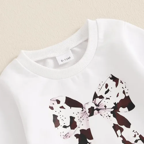 Vista 4 de Kaipiclos Ropa occidental para bebé niña, con lindo estampado con volantes, manga larga, pantalones para otoño e invierno, trajes de vaquera