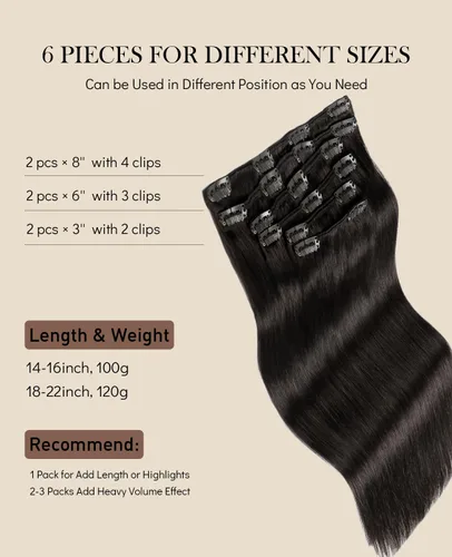 Vista 51 de VINBAO Extensiones de cabello humano con clip, balayage, color marrón ceniza a rubio caramelo, 14 pulgadas, 6 unidades, 3.53 onzas, 6