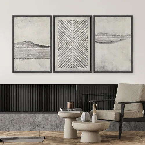 Vista 207 de SIGNWIN Lienzo enmarcado para pared, juego de arte neutro de bosque brumoso, ilustraciones en tono tierra, arte moderno, decorativo, bohemio