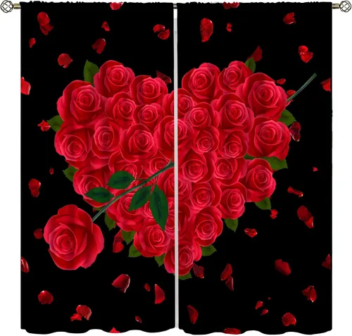 Vista 9 de Cortinas de ventana de leopardo con rosas rojas, tratamiento de ventana de vida silvestre africana para niños y niños, cortinas de ventana