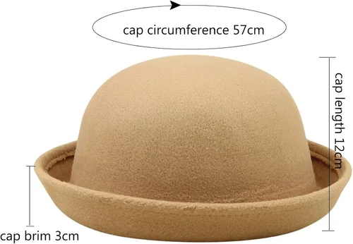Vista 3 de Sombreros redondos de lana clásicos de moda, con ala enrollable, para jóvenes pequeños