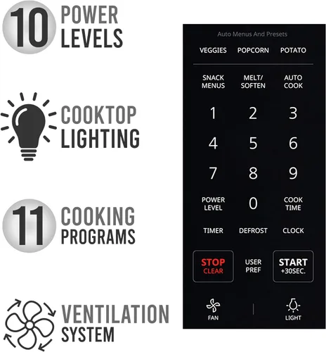Vista 6 de Farberware Horno microondas sobre la gama, 1.7 pies cúbicos, 1000 W, sensor de cocción, recalentamiento automático, cocción multietapa, función
