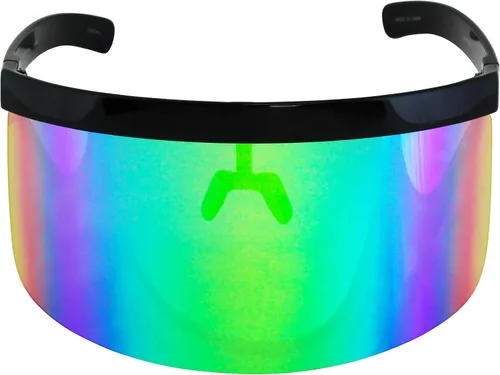 Vista 3 de Futuristic - Gafas de sol de gran tamaño con visera plana y espejo mono de 6772in espejo verde