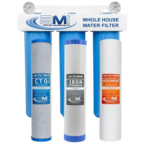 Vista 10 de Applied Membranes Inc. Sistema de filtro de agua de 2 etapas para toda la casa, 1 cartucho de filtro de carbono y 1 hierro, 4.5 x 10 pulgadas