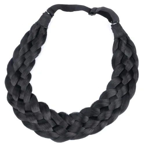 Vista 18 de Diadema clásica de cabello sintético trenzado de 5 hebras, trenzas gruesas y anchas, extensión de cabello con elástico para mujeres y niñas