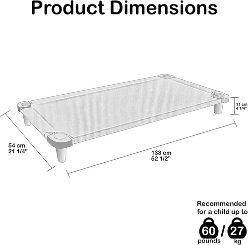 Vista 9 de Acrimet Cuna de siesta para niños, cama portátil para niños pequeños, apilable, 52 pulgadas de largo (tubos de acero inoxidable)