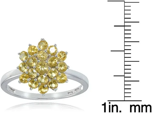 Vista 3 de Ice Gems Anillo de plata de ley con flor de citrino auténtica