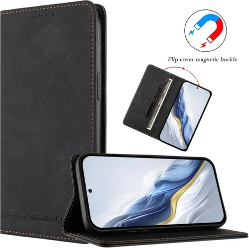 Vista 9 de Funda para teléfono compatible con Blackview Oscal Flat 1c 【Bloqueo RFID】【Soporte para tarjetas con cierre magnético】 Funda negra