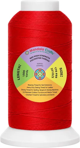 Vista 78 de Mandala Crafts Airforce Blue Tex 70 - Hilo de poliéster para tapicería 1500 Yds T70 UV Resistant Strong Thread for Leather Sewing, Marine