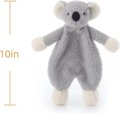 Vista 5 de Apricot Lamb Manta de seguridad de animales de peluche, koala gris, manta de personaje para guardería, felpa de lujo para acurrucarse