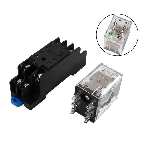 Vista 4 de ATO Relé de potencia electromagnética DPDT 2NO 2NC HH52P MY2NJ de la bobina de DC 24V de 8 pines con base de enchufe de terminal enchufable