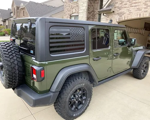 Vista 6 de Zxiaochun Calcomanía de bandera estadounidense para ventana trasera compatible con Jeep Wrangler JL JLU 2018-2024 2025 (versión de 4 puertas)