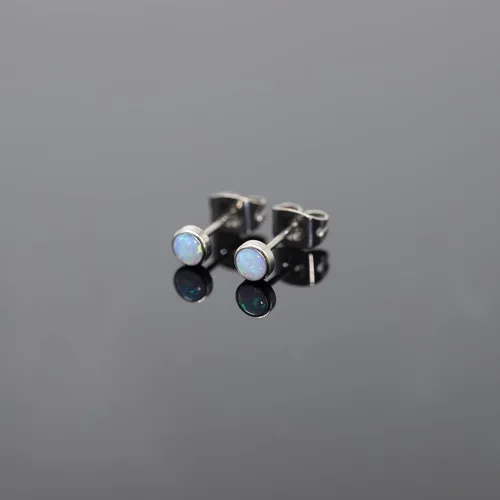 Vista 7 de G23 - Aretes de titanio con ópalo para mujeres y niñas, hipoalergénicos, con piedra natal de 0.157in y 0.197in, para orejas sensibles, joyería
