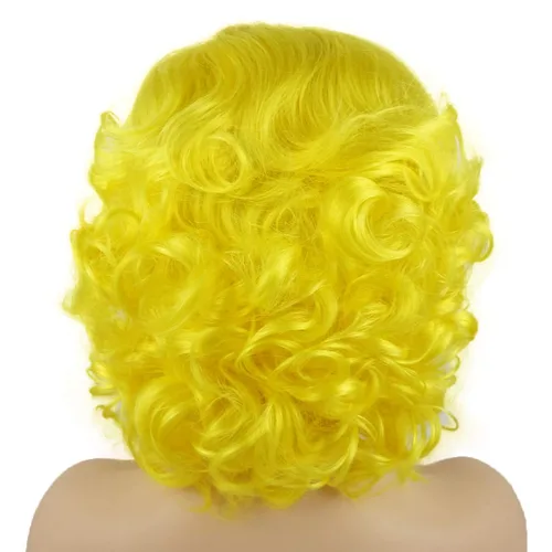 Vista 4 de Pelucas sintéticas con encaje frontal de 10 pulgadas de pelo ondulado corto de 10 pulgadas de densidad alta atada a mano