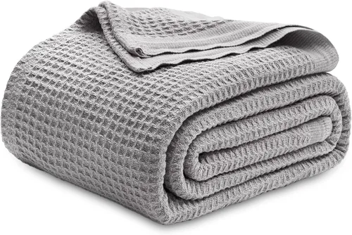 Vista 42 de Bedsure Gentlesoft - Manta de 100 % algodón, tamaño Twin XL, para dormitorio universitario, transpirable y suave, manta Twin de tejido waffle