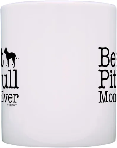 Vista 4 de Taza de café de cerámica con diseño de perro con texto en inglés «Best Pitbull Mom Ever», color blanco 11oz Mom - Blanco