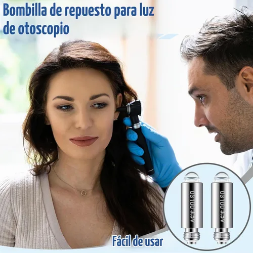 Vista 4 de Funtery 2 bombillas halógenas de repuesto compatibles con Welch Allyn, lámpara de 3.5 V tipo 03100-u para otoscopio Lámpara de repuesto compatible