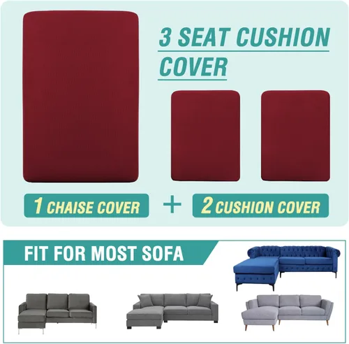 Vista 37 de OKYUK Fundas para sofá modular, 3 piezas, fundas de cojín de terciopelo para sofá, en forma de L, funda de cojín separado para sofá, protector