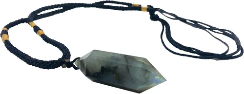 Vista 5 de Collar con colgante de chakra curativo con punta hexagonal de cristal natural (tejido a mano)