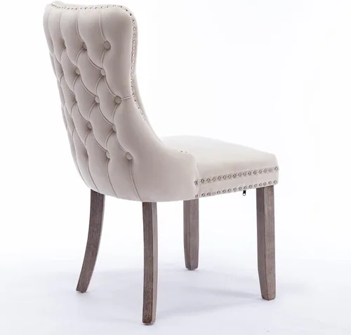 Vista 6 de Wing-Back Dining Chairs Set of 2 with Backstitching Nailhead Trim and Solid Wood Legs, American Design Upholstered Chair for Dining Room Table &