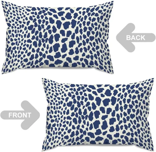 Vista 4 de ArogGeld Funda de almohada de lino azul con estampado de leopardo, diseño de vaca, diseño de animales de granja, color azul marino, guepardo