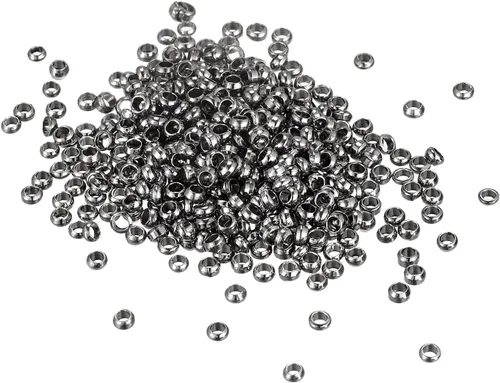 Vista 25 de uxcell 1000 cuentas redondas de engarzado, cuentas espaciadoras de extremo de crimpado de 0.079 pulgadas, pequeños tapones para hacer pulseras