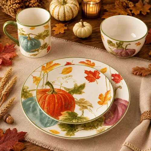 Vista 2 de Certified International Harvest Autumn Havest - Juego de vajilla de 16 piezas, servicio para 4, multicolor