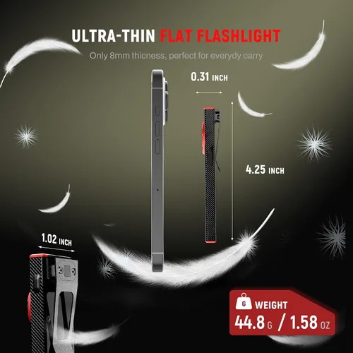 Vista 2 de Linterna EDC Lexall, linterna recargable de bolsillo plana de 800 lúmenes, linterna LED magnética con clip, luz de área mini regulable