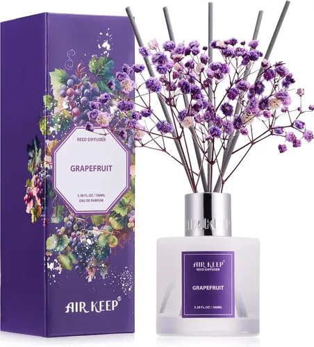 Vista 34 de Airkeep Juego de difusor de varillas – 3.38 onzas líquidas (3.4 fl oz), difusor de aroma de bambú para el hogar, incluye 8 varillas difusoras