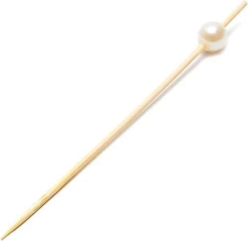 Vista 5 de Okuna Outpost Palillos de dientes para aperitivos, 4.7 pulgadas, perla blanca, 150 unidades, brochetas de bambú para selecciones de cóctel