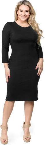 Vista 7 de ICONOFLASH Women's 34 Sleeves Midi Bodycon Dress Crew Neck Fitted Dresses with Plus Size Options