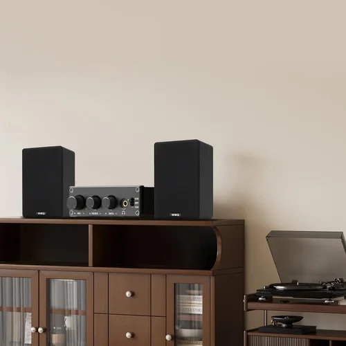 Vista 7 de Altavoces pasivos de estantería de 40 W x 2 para sonido envolvente de cine en casa, estéreo y monitor pasivo de campo cercano, de 2 vías, requiere