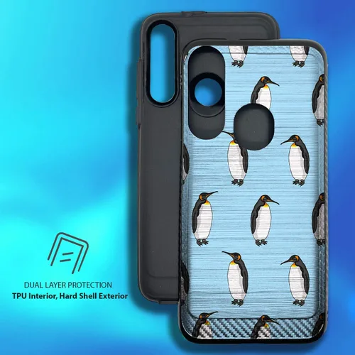 Vista 4 de CasesOnDeck - Funda de doble capa compatible con Motorola Moto G Power (2020) [Armadura cepillada] Carcasa de dos piezas de metal cepillado