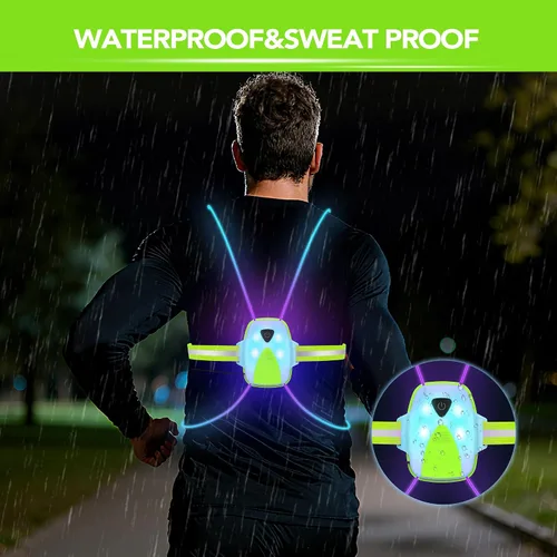 Vista 5 de LED Reflective Running Vest Lights for Runners, Running Lights with Front Light, Safety USB Rechargeable Reflective Night Lights For Men/Women