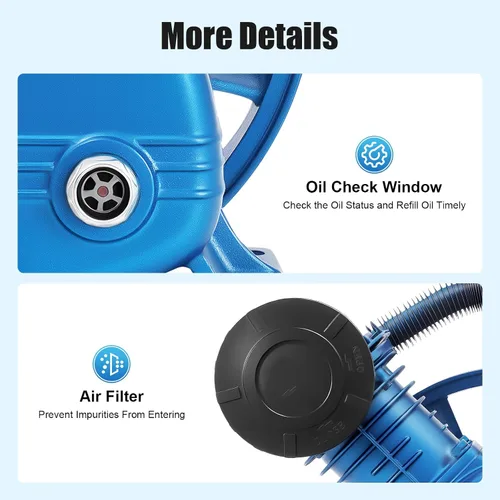 Vista 6 de Cabezal de bomba de compresor de aire de doble cilindro de 175PSI 5.5HP, 21CFM V Tipo Doble Etapa Universal de Bajo Consumo de Energía Motor