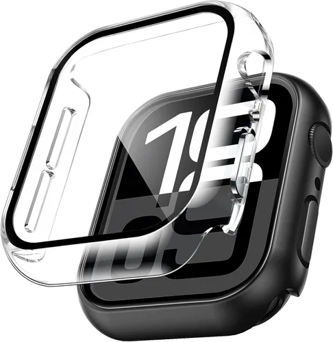 Vista 28 de TAURI - Juego de 2 carcasas rígidas para Apple Watch Series 10 (2024) 46mm, con protector de pantalla de cristal templado PC