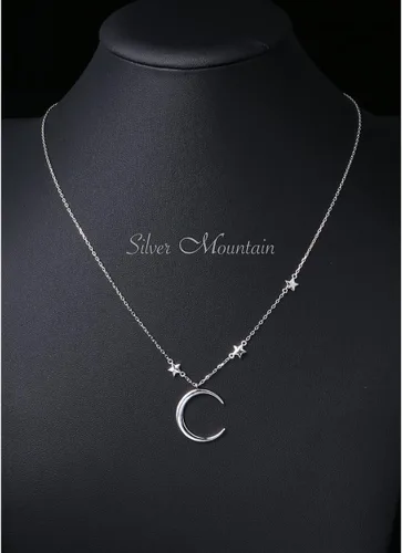 Vista 2 de Collar con dije de luna creciente y estrella de plata esterlina S925