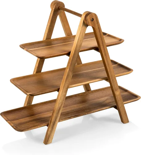 Vista 11 de PICNIC TIME NCAA - Bandeja de servir de 3 niveles, tablas de embutidos, platos de madera para servir (madera de acacia)