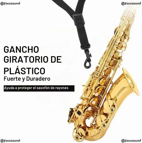 Vista 2 de Correa de cuello para saxofón tenor de longitud mejorada, correa de cuero suave acolchada para saxofón alto y tenor