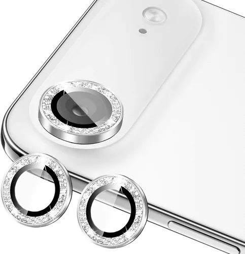 Vista 17 de Protector de lente de cámara compatible con iPhone 15 Plus y iPhone 15 (paquete de 4, 2 juegos), con purpurina brillante, funda de cámara