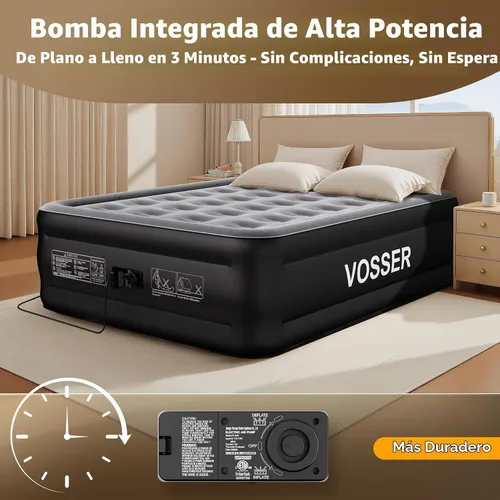 Vista 7 de VOSSER Colchón de Aire Full con Bomba Integrada, Colchón Inflable Elevado de 18'', Colchón Auto Inflable en 3 Minutos, Cama de Aire Portátil