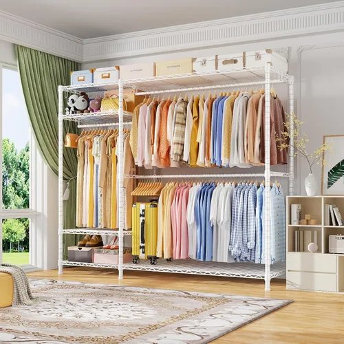 Vista 2 de Ulif F7 Plus - Perchero de ropa resistente, perchero para colgar ropa, 6 niveles, estante de almacenamiento portátil independiente de 68 pulgadas